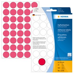 HERMA Vielzwecketiketten, leuchtrot, ø 19 mm, 960 Etiketten