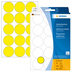 HERMA Vielzwecketiketten, gelb, ø 32 mm, 480 Etiketten
