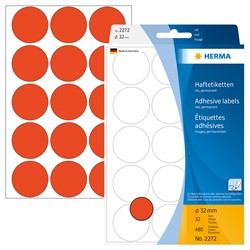 HERMA Vielzwecketiketten, rot, ø 32 mm, 480 Etiketten