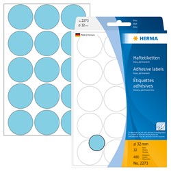 HERMA Vielzwecketiketten, blau, ø 32 mm, 480 Etiketten