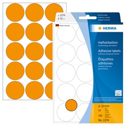 HERMA Vielzwecketiketten, leuchtorange, ø 32 mm, 360 Etiketten