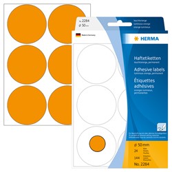 HERMA Vielzwecketiketten, leuchtorange, ø 50 mm, 144 Etiketten