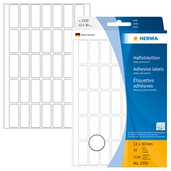 HERMA Vielzwecketiketten, weiß, 12 x 30 mm, 1120 Etiketten