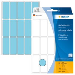 HERMA Vielzwecketiketten, blau, 20 x 50 mm, 480 Etiketten