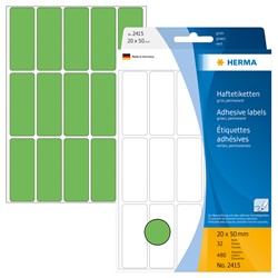 HERMA Vielzwecketiketten, grün, 20 x 50 mm, 480 Etiketten