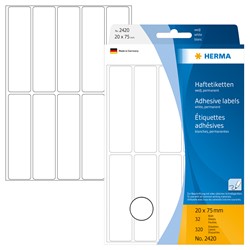 HERMA Vielzwecketiketten, weiß, 20 x 75 mm, 320 Etiketten