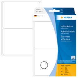 HERMA Vielzwecketiketten, weiß, 74 x 105 mm, 64 Etiketten