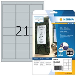 HERMA Etiketten, silber, 63,5 x 38,1 mm, 25 Blatt