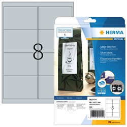 HERMA Etiketten, silber, 99,1 x 67,7 mm, 25 Blatt