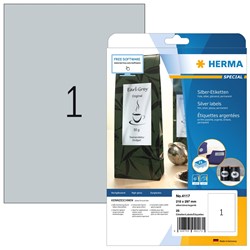 HERMA Etiketten, silber, 210 x 297 mm, 25 Blatt