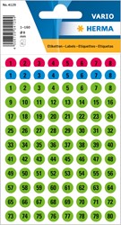 HERMA Zahlen Etiketten, farbig, 8 mm, 6 Blatt