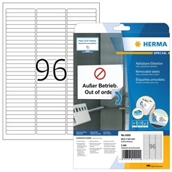 HERMA Etiketten, weiß, 63,5 x 8,5 mm, 25 Blatt
