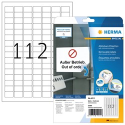 HERMA Ablösbare Etiketten, weiß, 25,4 x 16,9 mm, 25 Blatt