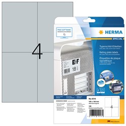 HERMA Typenschild Etiketten, silber, 105 x 148 mm, 25 Blatt