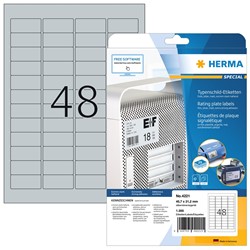 HERMA Typenschild Etiketten, silber, 45,7 x 21,2 mm, 25 Blatt