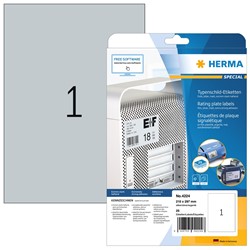 HERMA Typenschild Etiketten, silber, 210 x 297 mm, 25 Blatt