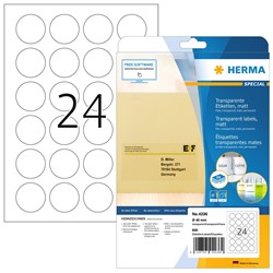 HERMA Verschlussetiketten, transparent, Ø 40 mm, 25 Blatt