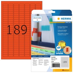 HERMA Farbige Etiketten, rot, 25,4 x 10 mm, 20 Blatt