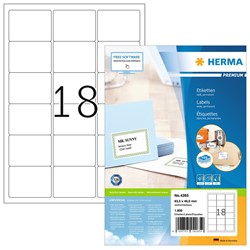 HERMA Adressetiketten, weiß, 63,5 x 46,6 mm, 100 Blatt