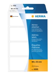 HERMA Adressetiketten für Schreibmaschinen, weiß, 88 x 35 mm, 250 Etiketten