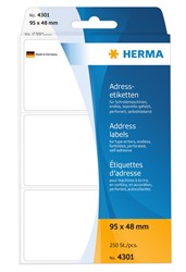 HERMA Adressetiketten für Schreibmaschinen, weiß, 95 x 48 mm, 250 Etiketten