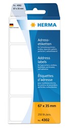 HERMA Adressetiketten für Schreibmaschinen, weiß, 67 x 35 mm, 250 Etiketten