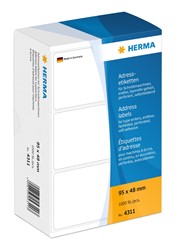 HERMA Adressetiketten für Schreibmaschinen, weiß, 95 x 48 mm, 1000 Etiketten
