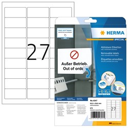 HERMA Ablösbare Etiketten, weiß, 63,5 x 29,6 mm, 25 Blatt