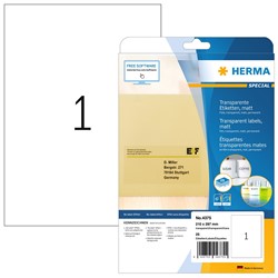 HERMA Transparente Etiketten, 210 x 297 mm, 25 Blatt