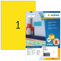 HERMA Farbige Etiketten, gelb, 210 x 297 mm, 100 Blatt