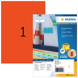 HERMA Farbige Etiketten, rot, 210 x 297 mm, 100 Blatt