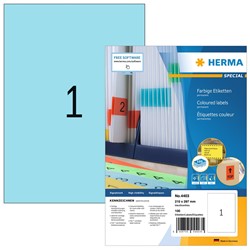 HERMA Farbige Etiketten, blau, 210 x 297 mm, 100 Blatt