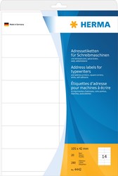 HERMA Adressetiketten für Schreibmaschinen, weiß, 105 x 42 mm, 20 Blatt