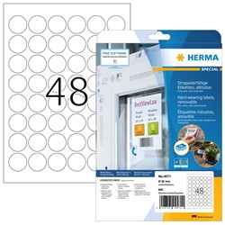 HERMA Wetterfeste Folien-Etiketten A4, weiß, Ø 30 mm, stark haftend, wiederablösbar