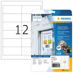 HERMA Wetterfeste Folien-Etiketten A4, weiß, 97 x 42,3 mm, stark haftend, wiederablösbar