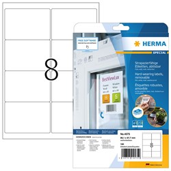 HERMA Wetterfeste Folien-Etiketten A4, weiß, 99,1 x 67,7 mm, stark haftend, wiederablösbar