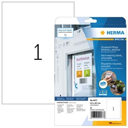 HERMA Wetterfeste Folien-Etiketten A4, weiß, 210 x 297 mm, stark haftend, wiederablösbar