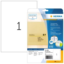 HERMA Transparente Folien-Etiketten, matt, A4, 210 x 297 mm, wetterfest, permanent haftend