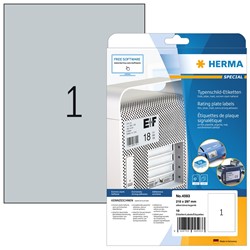 HERMA Typenschild Etiketten, silber, 210 x 297 mm, 10 Blatt