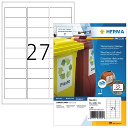 HERMA Inkjet-Etiketten, weiß, 63,5 x 29,6 mm, 40 Blatt