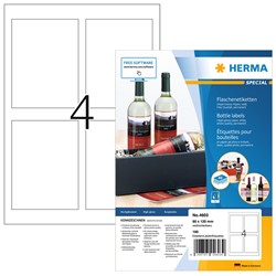 HERMA Flaschenetiketten, Inkjet, weiß, 90 x 120 mm, 40 Blatt
