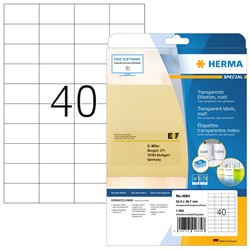 HERMA Transparente Etiketten, 52,5 x 29,7 mm, 25 Blatt