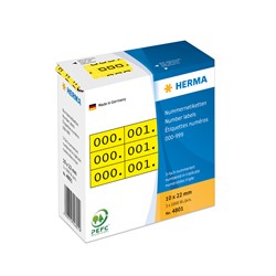 HERMA Nummernetiketten, gelb / schwarz, 10 x 22 mm, 1000 Nummern