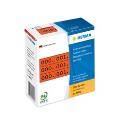 HERMA Nummernetiketten, rot / schwarz, 10 x 22 mm, 1000 Nummern