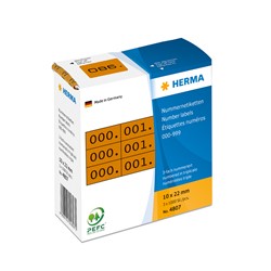 HERMA Nummernetiketten, braun / schwarz, 10 x 22 mm, 1000 Nummern