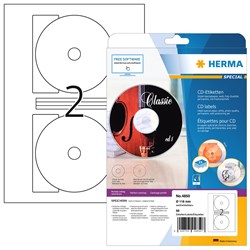 HERMA Inkjet CD-Etiketten, weiß, Ø 116/18,5 mm, 25 Blatt