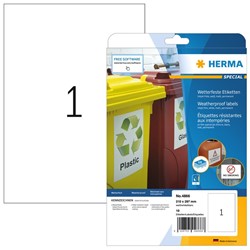 HERMA Wetterfeste Inkjet-Etiketten, weiß, 210 x 297 mm, 10 Blatt