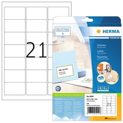 HERMA Adressetiketten, weiß, 63,5 x 38,1 mm, 25 Blatt