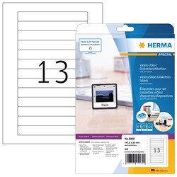 HERMA Video-Etiketten, weiß, 147,3 x 20 mm, 25 Blatt