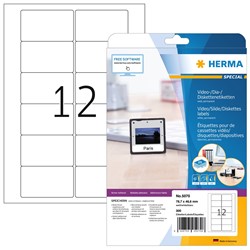 HERMA Video-Etiketten, weiß, 78,7 x 46,6 mm, 25 Blatt